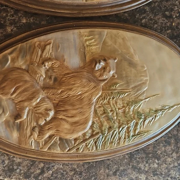 Rustic Wildlife Wall Plaques - Deer and Bear Design Heavy Ceramic Type - Picture 3 of 3